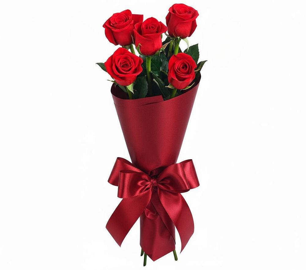 Букет 5 Красных роз Эдлесс Лав в Ржаксе