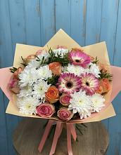 Букет цветов из:  Розы, Герберы и Хризантемы в Ржаксе