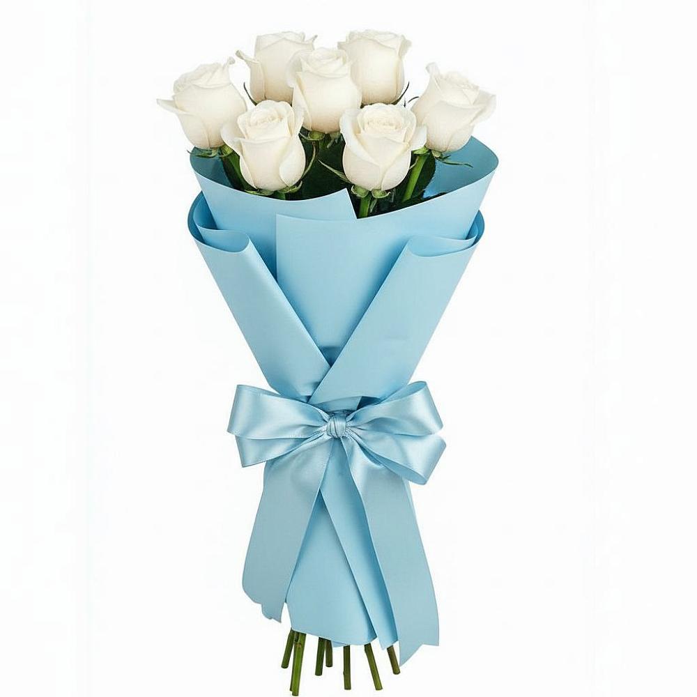Букет 7 белых роз Проуд в Ржаксе