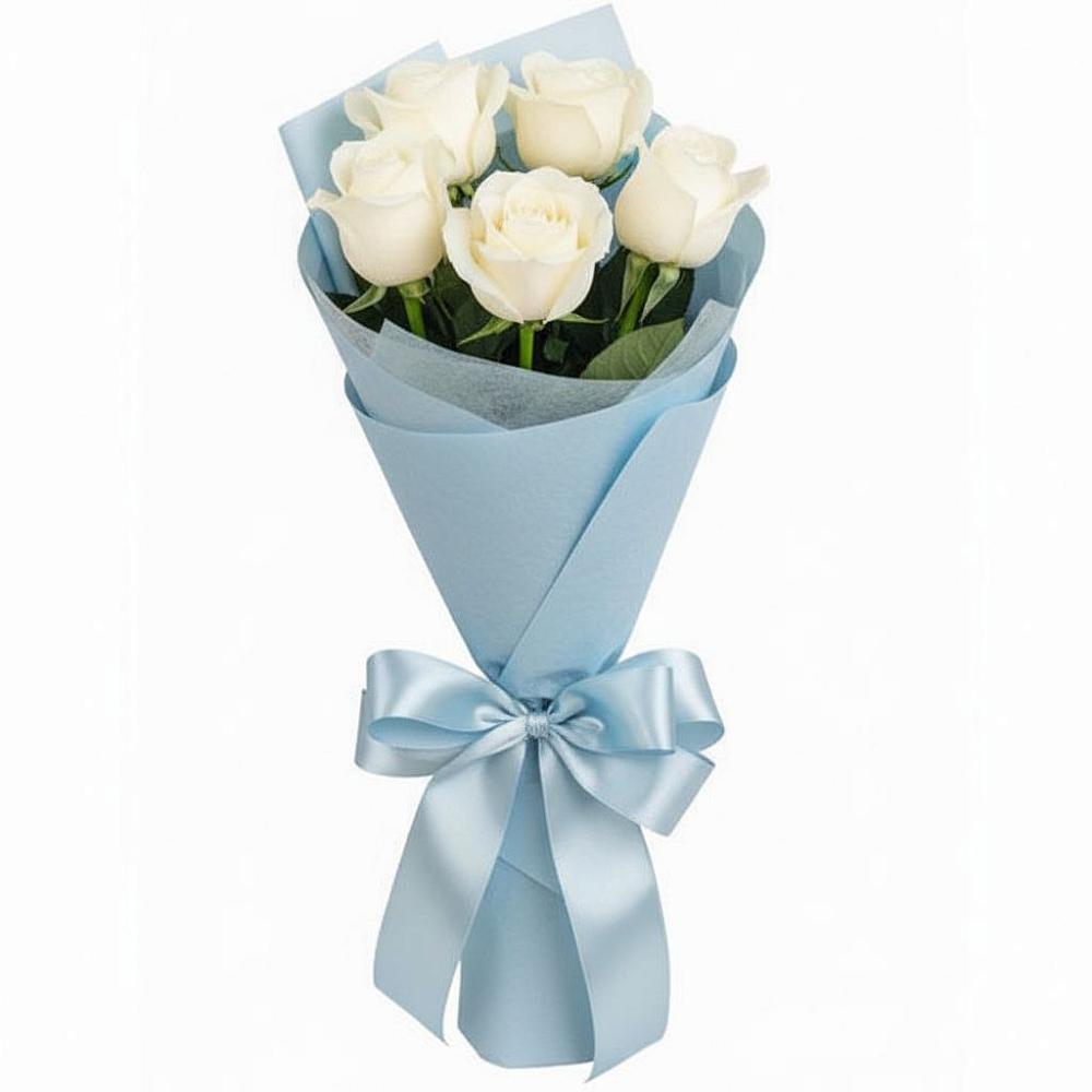 Букет 5 Белых роз Проуд в Ржаксе