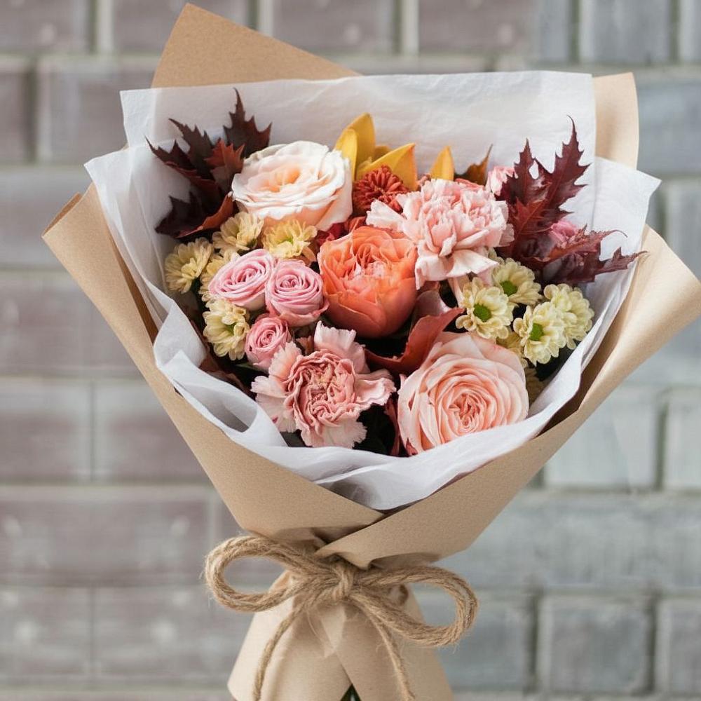 Букет цветов из: Гвоздики, Хризантемы и Розы в Ржаксе