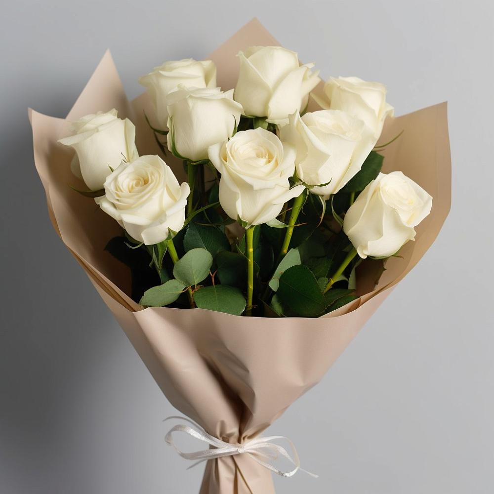 Букет 9 Белых роз Эдлесс Лав в Ржаксе