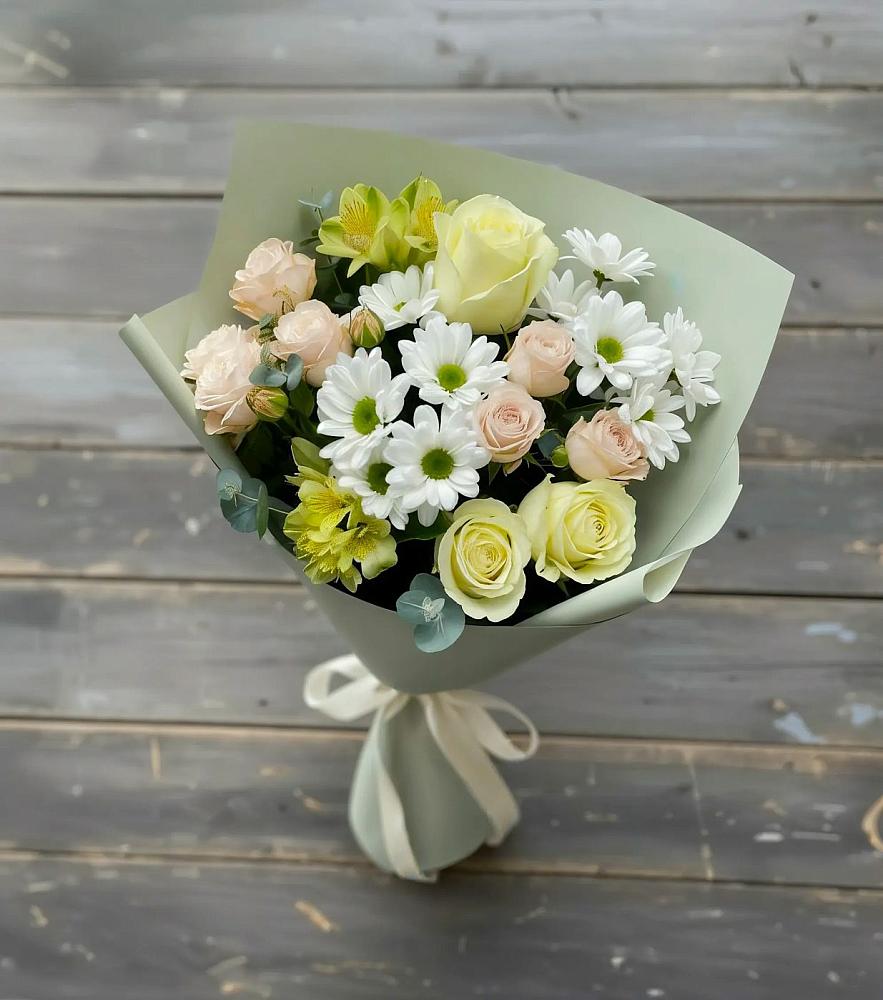 Букет цветов из: Альстромерии, Розы и Хризантемы в Ржаксе