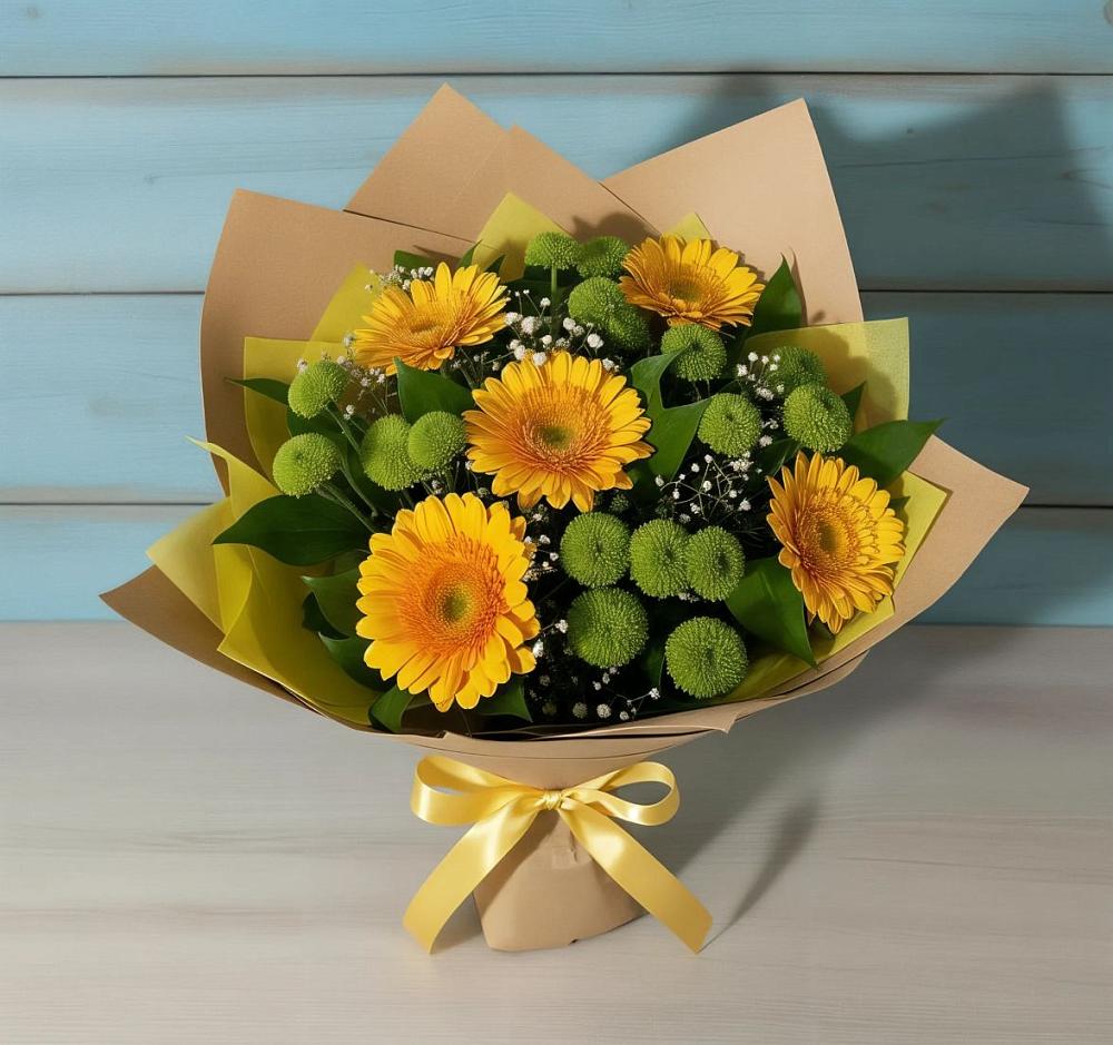 Букет цветов из: Герберы и Хризантемы в Ржаксе