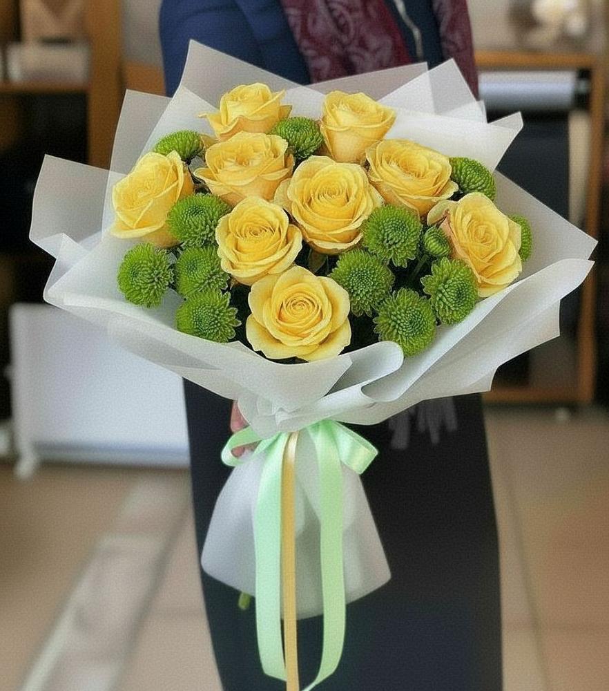 Букет цветов из: Хризантемы и Розы в Ржаксе