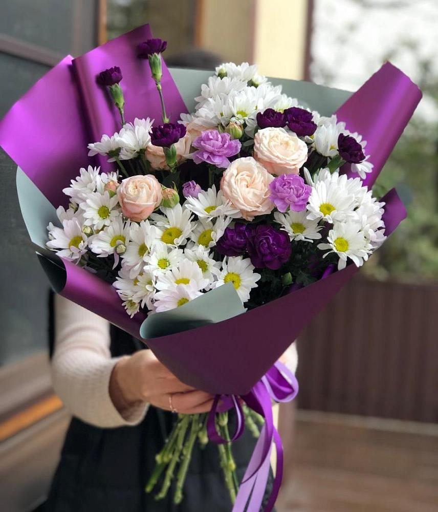 Букет цветов из: Хризантемы, Гвоздики и Розы в Ржаксе