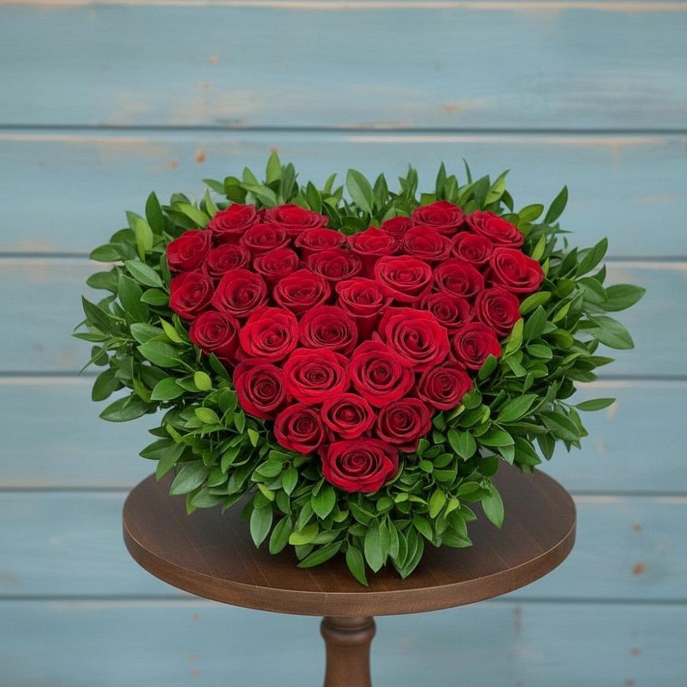 Цветочная композиция из Розы в виде сердца в Ржаксе