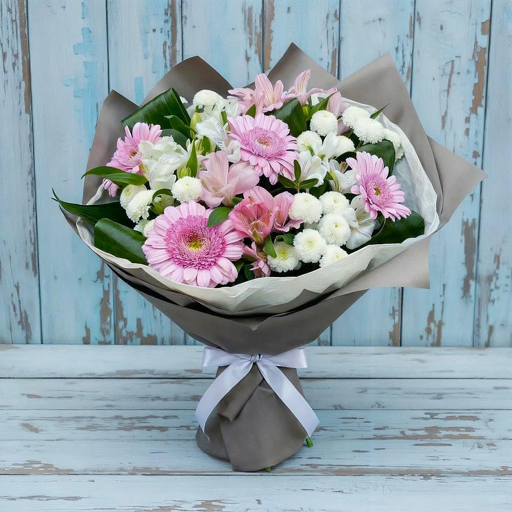 Букет цветов из: Герберы, Альстромерии и Хризантемы в Ржаксе