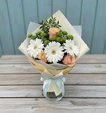 Букет цветов из:  Герберы, Розы и Хризантемы в Ржаксе